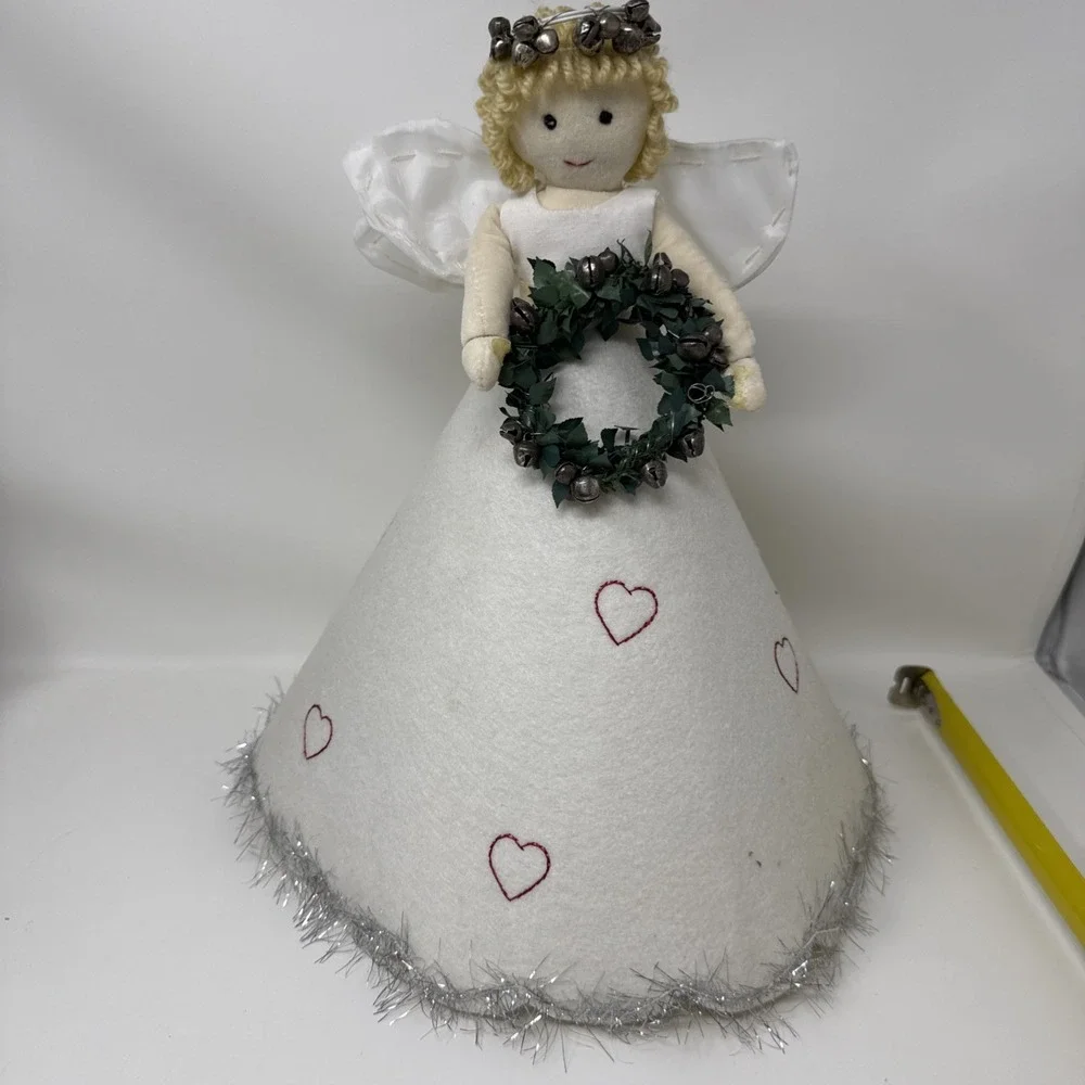 Pottery Barn Kids Holiday Angel Tree Topper With Bells, Hearts, Wreath Christmas